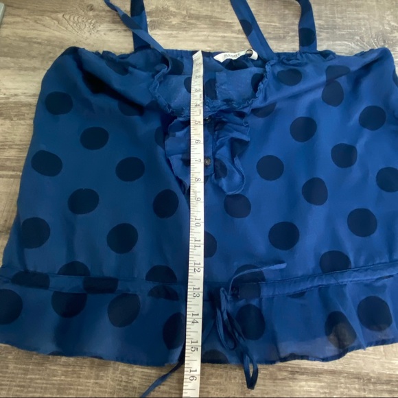 Old Navy Blue & Black Polka Dot ruffle tank size XL - Picture 10 of 10